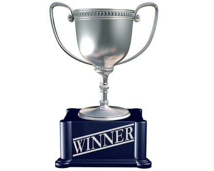 Illustration of a highly polished silver trophy for winning