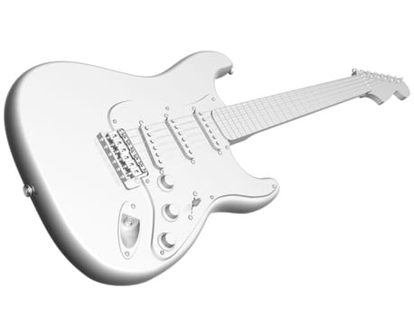Illustration of an isolated all white electric guitar