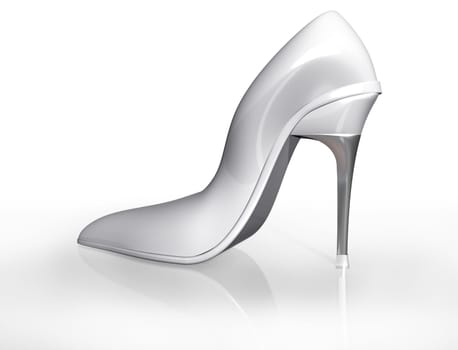 Illustration of an original white stiletto shoe design fit for marriage