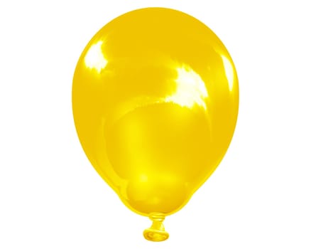 3d illustration of a single isolated reflective yellow balloon