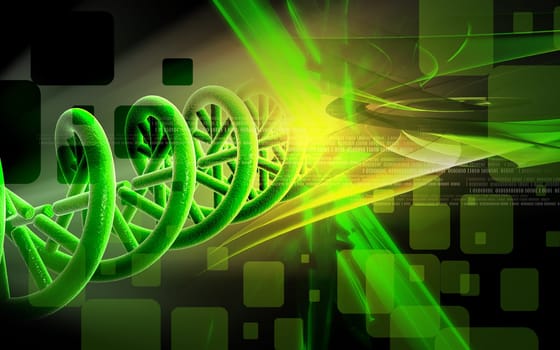 Digital illustration DNA structure in colour background