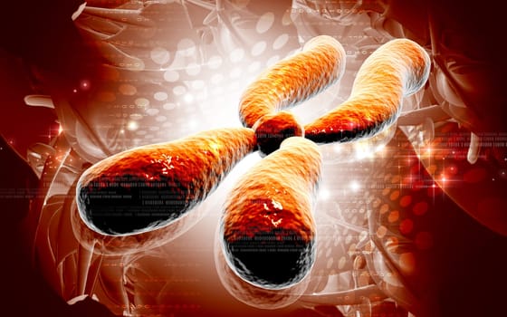 Digital illustration of chromosome in colour background