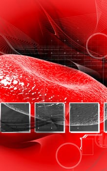 Digital illustration of blood cell in colour background