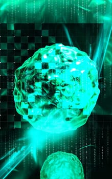 Digital illustration of polio virus in colour background