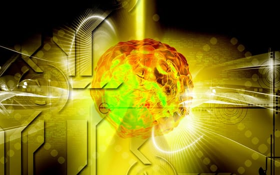 Digital illustration of polio virus in colour background