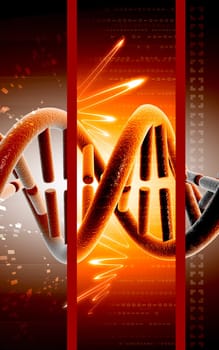 Digital illustration DNA structure in colour background