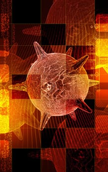 Digital illustration of herpes virus in colour background