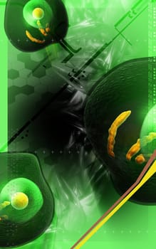 Digital illustration of human cell in colour background