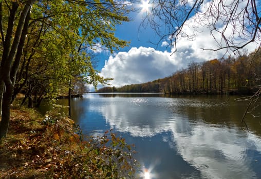 Lake Santa Fe, Montseny. Spain. Located in a beautiful setting of Barcelona.