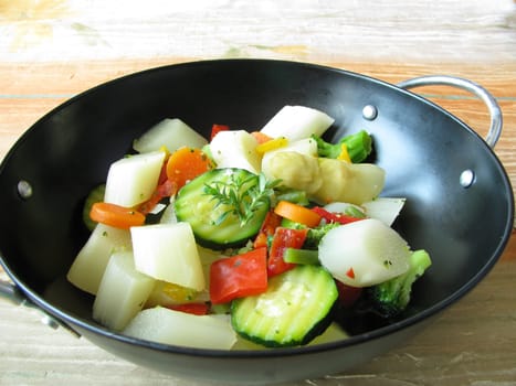 Asparagus and other vegetables from the wok
