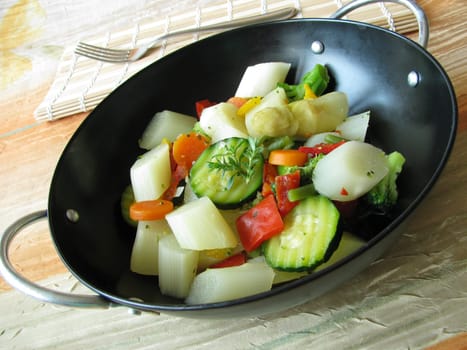 Asparagus and other vegetables from the wok