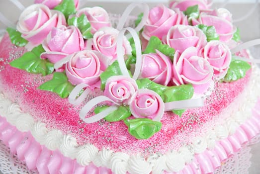 Closeup photo of the red wedding cake