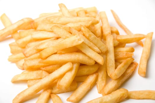 French fried potatoes on a white background