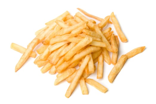 French fried potatoes on a white background