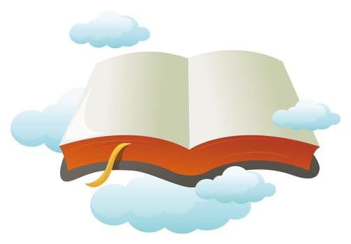 open book with cloud in a white background