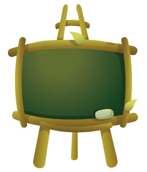 blackboard with easel isolate in a white background