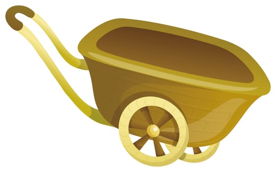 illustration drawing of a wood cart isolate in a white background