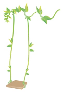 illustration drawing of swing with vines isolate in a white background