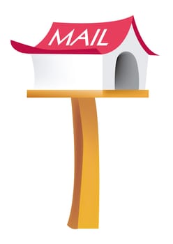 illustration drawing of postbox with word isolate in a white background