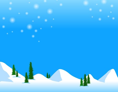 illustration drawing of snow mountain and green tree,illustration drawing of snow mountain and green tree