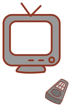an old TV isolate in a white background