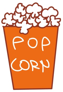 illustration of paper brick of pop corn sold at the theatre