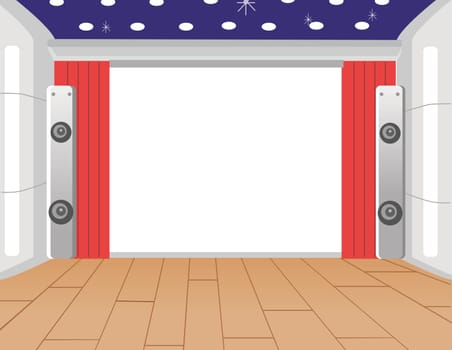 Modern indoor stage with the  floor acoustics