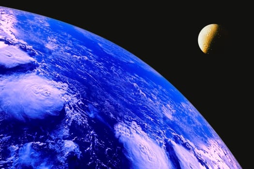 Planet Earth and the moon for air space