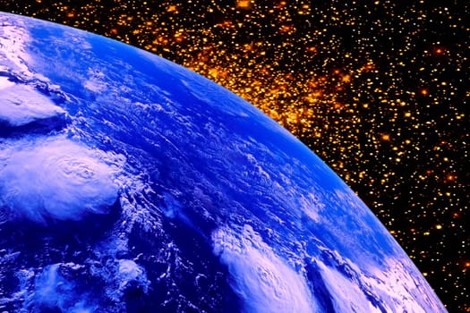 planet earth to air space on a background of stars