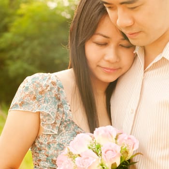 Loving Couple at outdoor during sunset