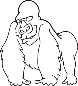 cartoon illustration of silver gorilla for coloring book
