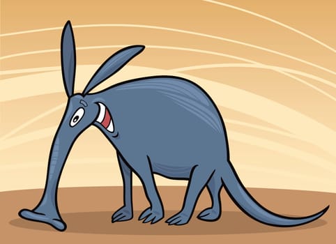 cartoon illustration of funny aardvark