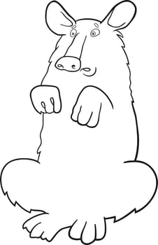 cartoon illustration of American black bear Baribal for coloring book
