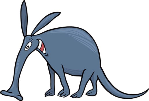cartoon illustration of funny aardvark