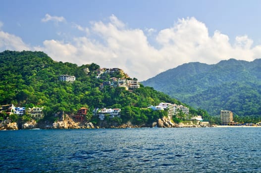 Villas on tropical Pacific coast of Mexico near Puerto Vallarta