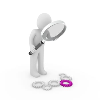 3d magnifying glass gear purple maschine search loupe
