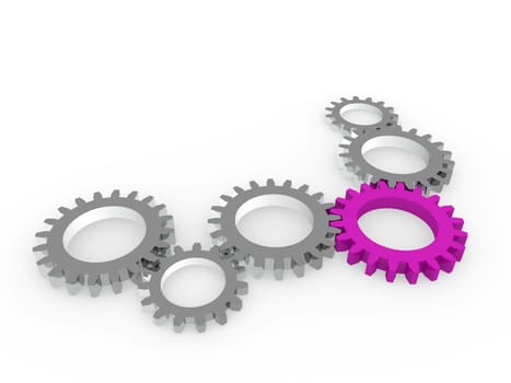 3d gear purple steel chrom machine metal technology