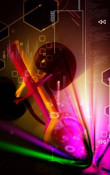 Digital illustration of kidney in colour background