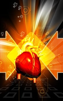 Digital illustration of heart in colour background