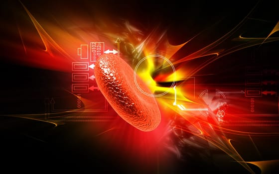 Digital illustration of blood cell in colour background