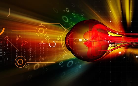 Digital illustration of eye in colour background