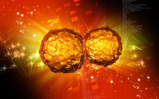 Digital illustration of polio virus in colour background