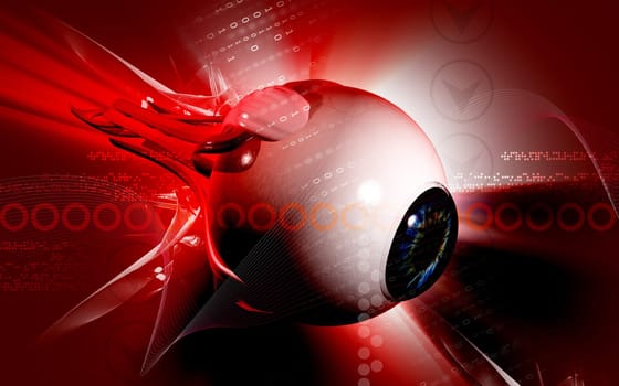 Digital illustration of eye in colour background