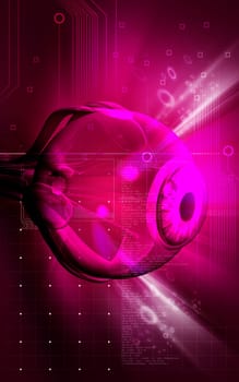 Digital illustration of eye in colour background