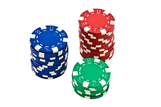 Casino chips isolated on white background