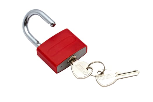 Padlock closeuo on white background