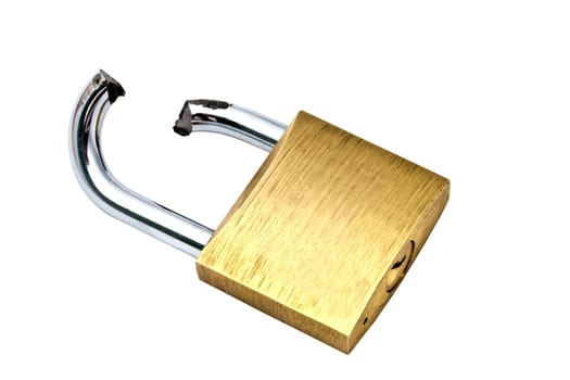 Padlock closeuo on white background