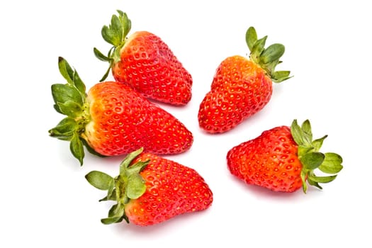 Fresh strawberries closeup on white background