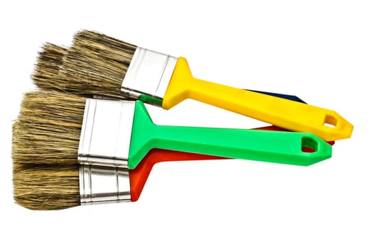 Colorful paintbrushes isolated on white background