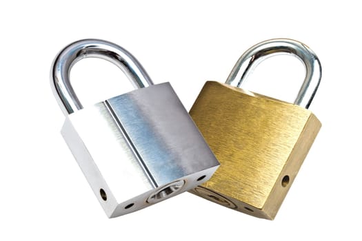 Padlock closeuo on white background